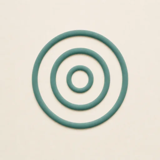 Three concentric teal rings on a clean beige background, resembling sound waves or ripples expanding outward to represent an audio echo voice effect.